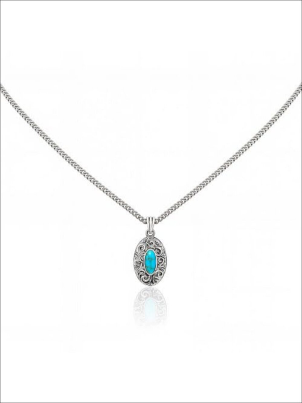 Turquoise Pendant Necklace Stainless Steel Copper Western Vintage